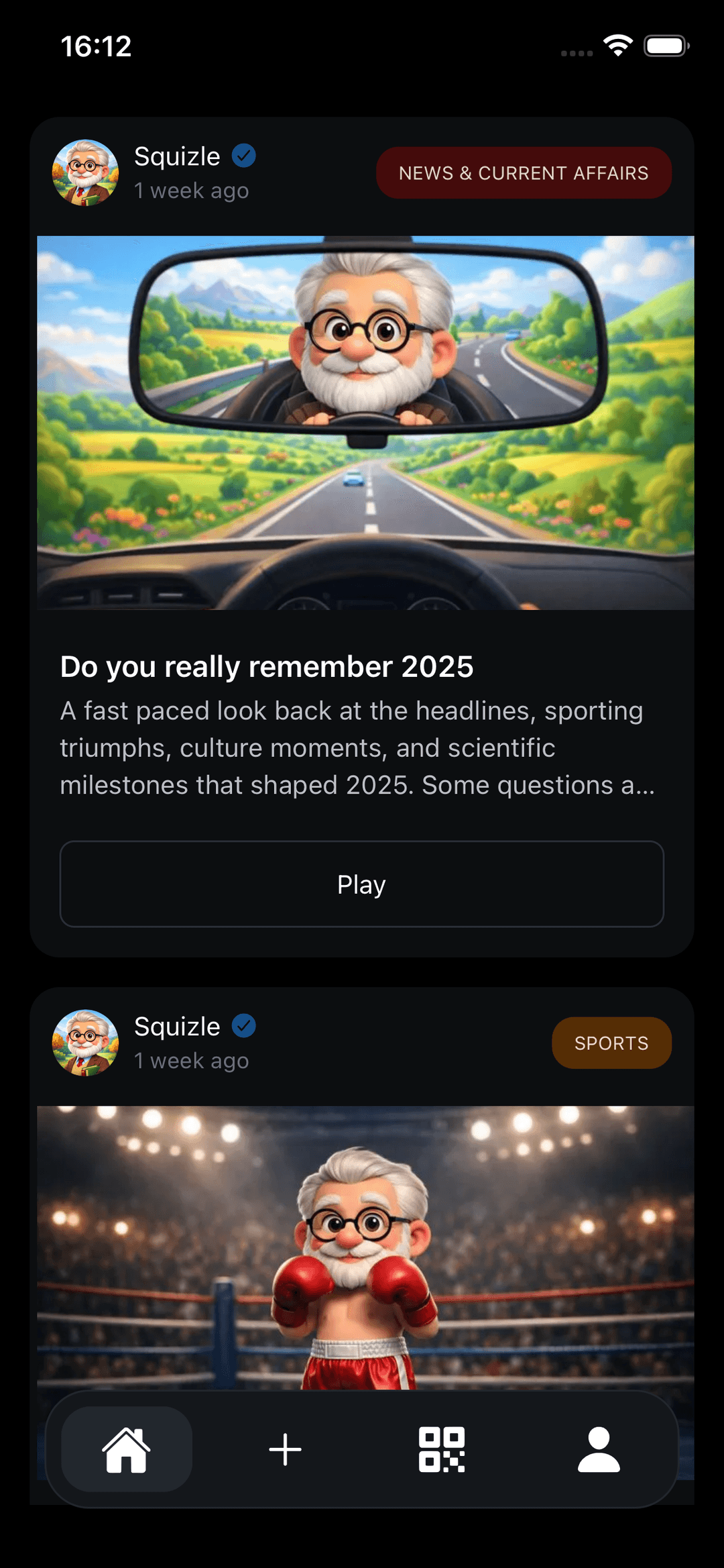Squizle platform interface showing interactive quiz-like challenges and learning games